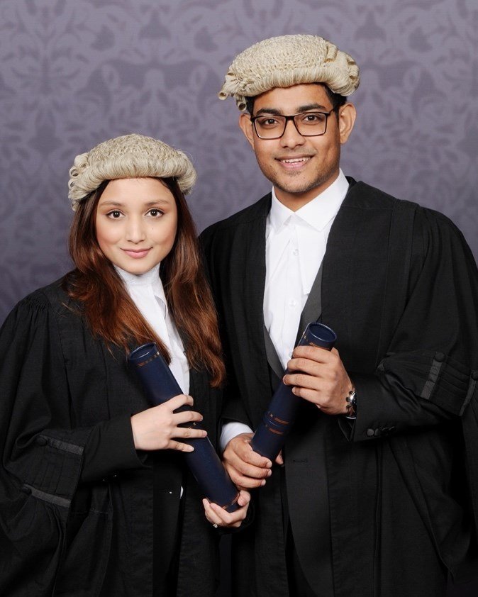 Barrister Remura Mahbub and Barrister Tahmidur Rahman in formal court dress