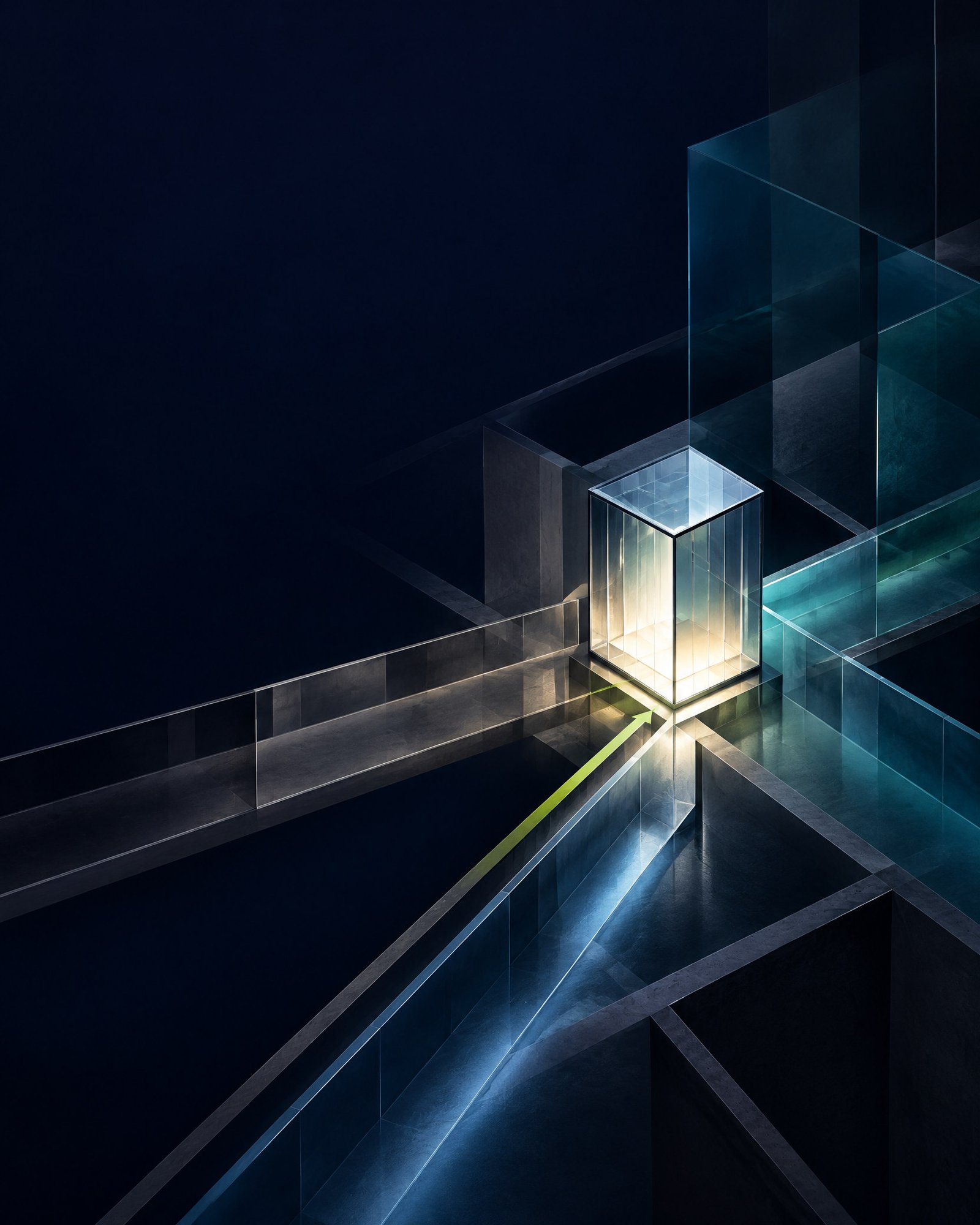 Abstract structured composition representing an offshore banking unit licensing and board-governance decision.