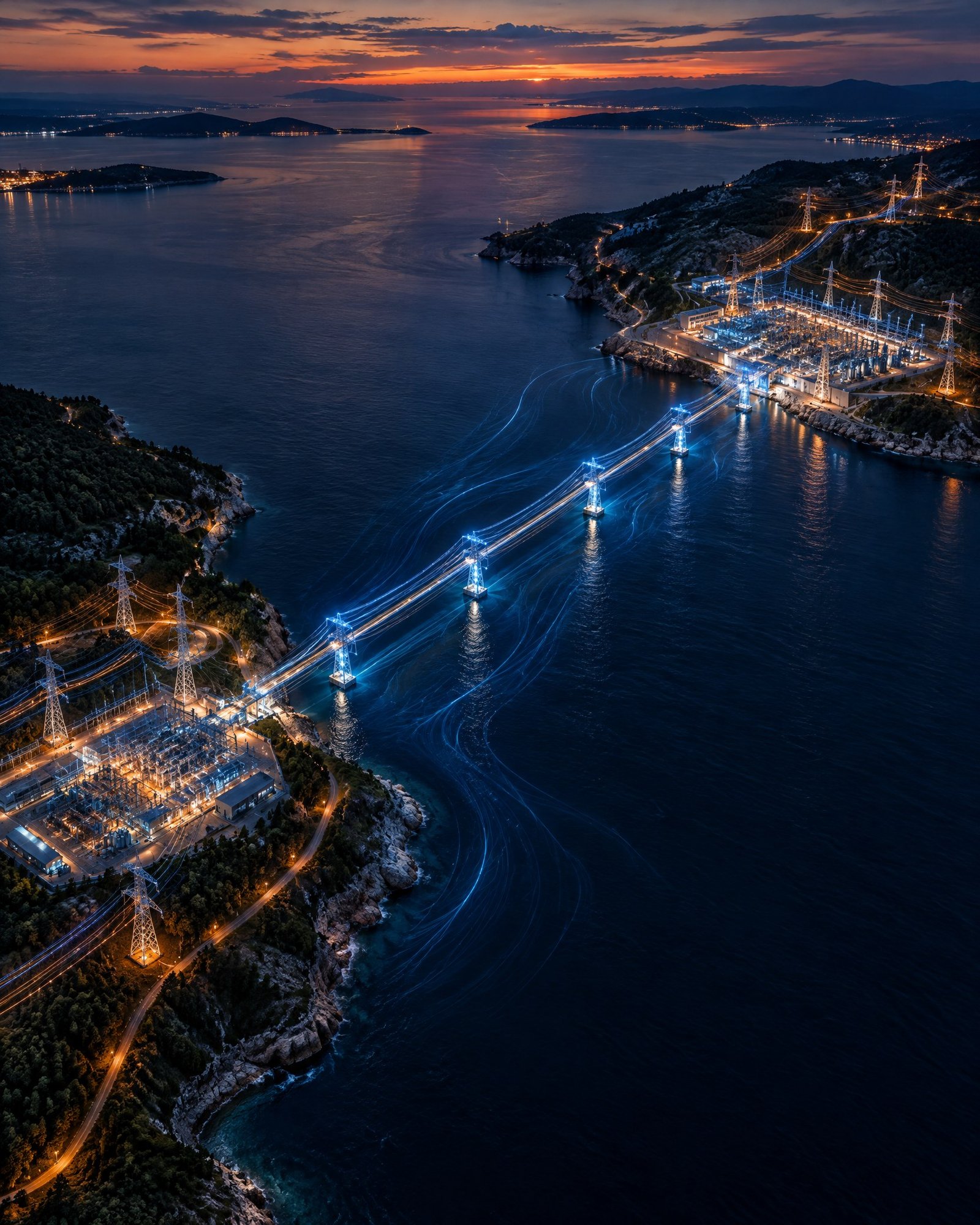 Original editorial illustration for Cross-Border Electricity Interconnectors, Power Trading & Grid Access.
