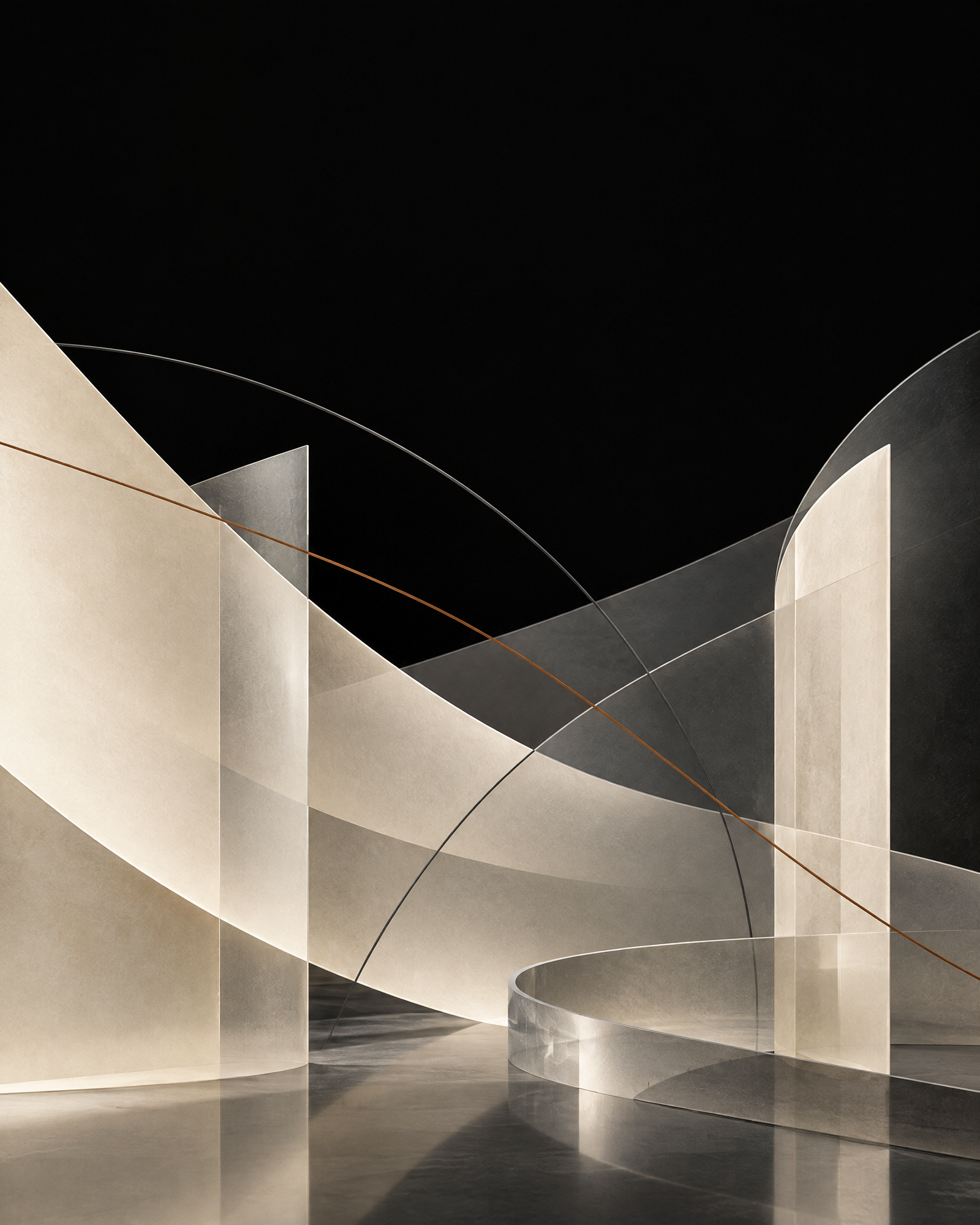 Forthcoming original illustrative visual of abstract ivory planes and graphite arcs on a black field, suggesting structured financial flows.