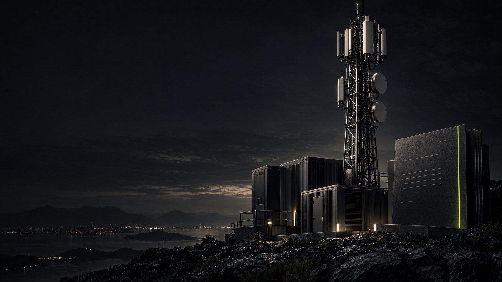 Telecom Tower-Site Sharing Agreement Architecture Telecommunications tower site with shared equipment areas