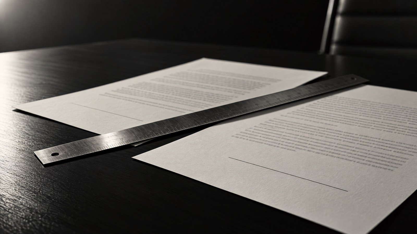 Monochrome unsigned contract pages and ruler for breach of contract in Bangladesh.