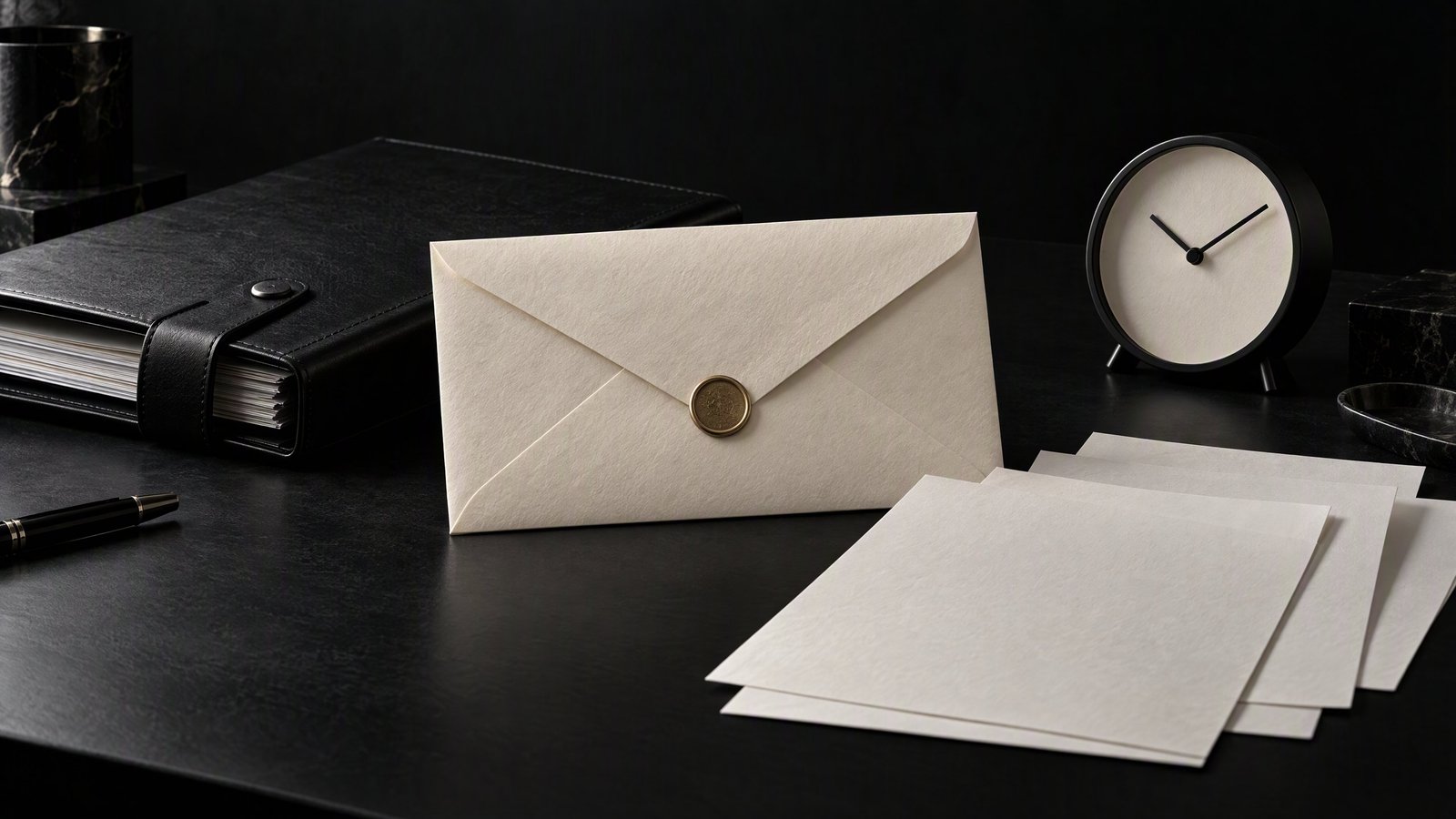 Editorial legal notice envelope and deadline file.