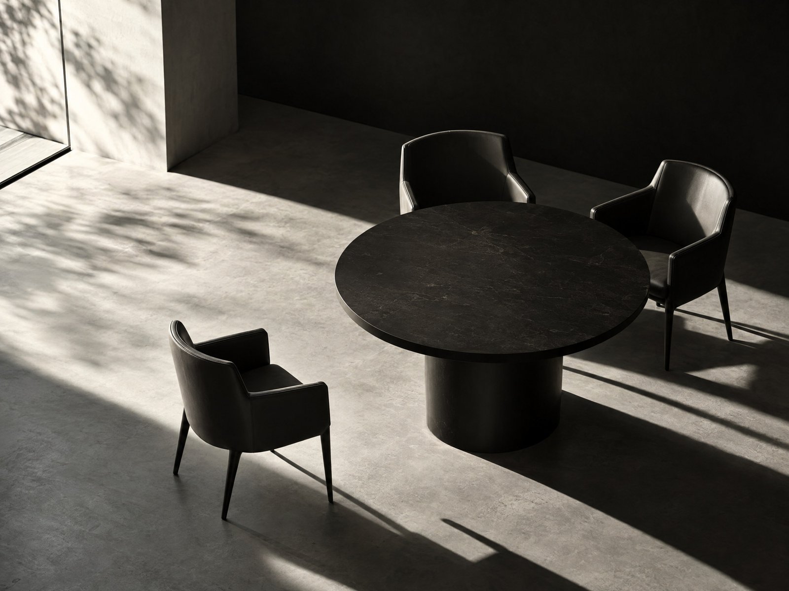 Three empty chairs around a meeting table, one set apart to suggest independent oversight.