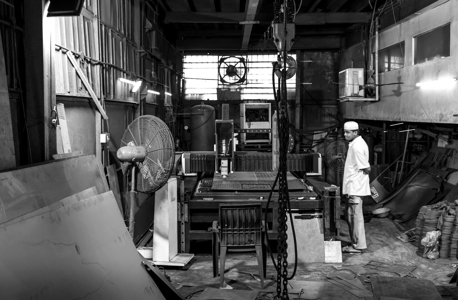 Economic zone lease in Bangladesh — factory machinery inside a completed plant awaiting handback terms