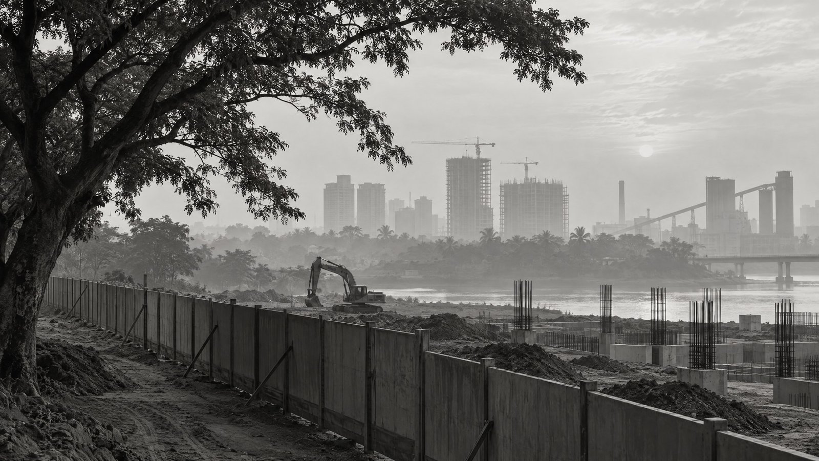 Construction perimeter and landscape representing site monitoring.