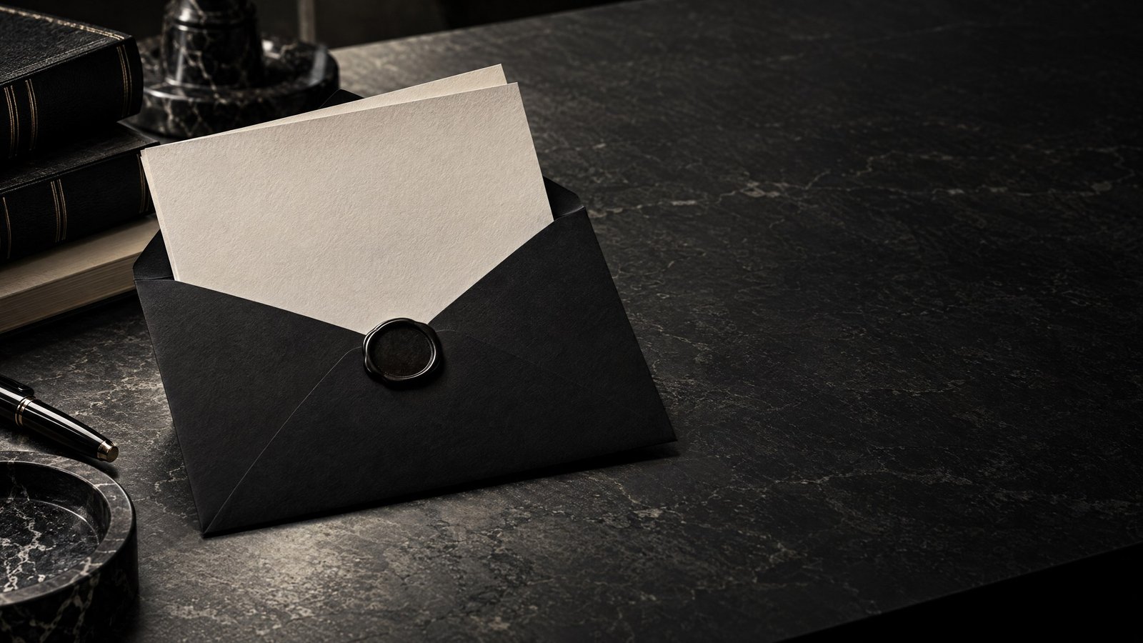 Legal notice Bangladesh correspondence in an archival black envelope.